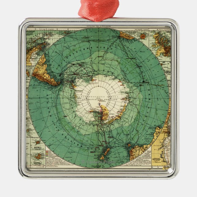 AntarcticaPanoramic MapAntarctica Metal Ornament (Front)