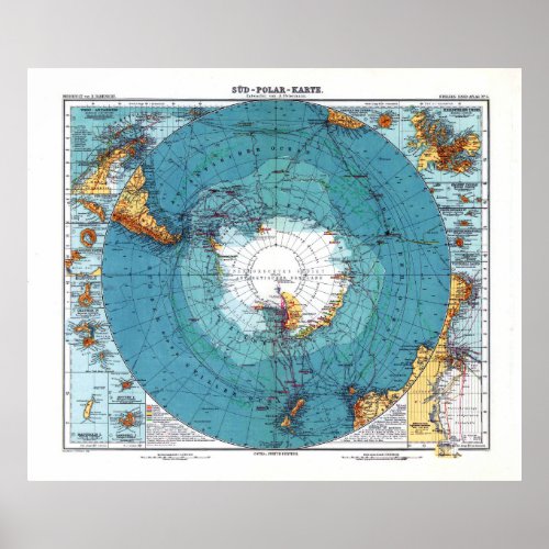  Antarktis 1912 _ Detaillierte Karte   Poster