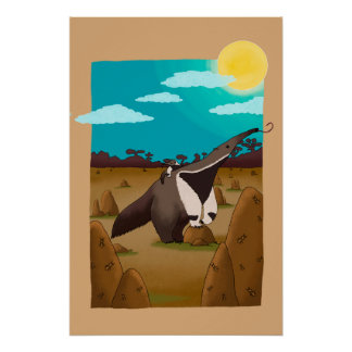 Anteater and the Cerrado - Brazilian Animals Poster