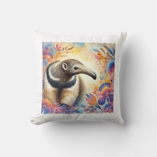 Anteater Bird 140624AREF123 _ Watercolor Throw Pillow