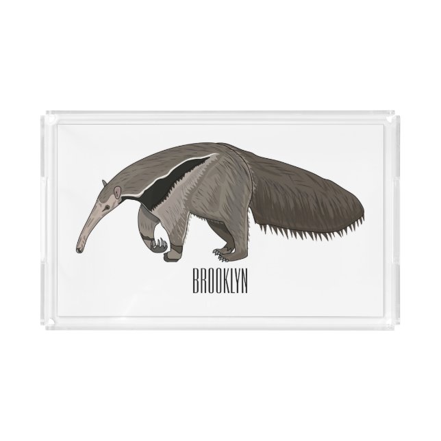 Anteater cartoon illustration  acrylic tray (Front)