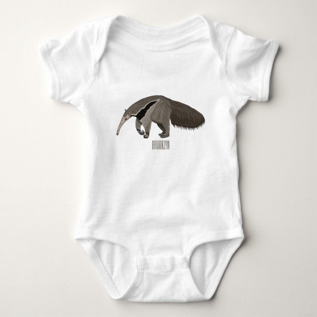Anteater cartoon illustration  baby bodysuit (Front)