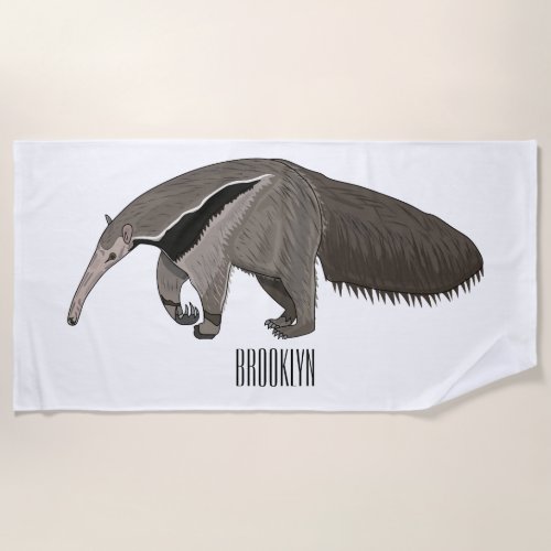Anteater cartoon illustration  beach towel