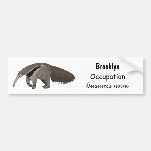 Anteater cartoon illustration bumper sticker