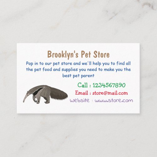 Anteater cartoon illustration business card