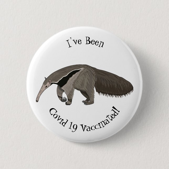 Anteater cartoon illustration button (Front)