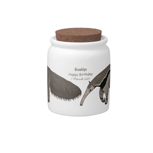Anteater cartoon illustration candy jar (Front)