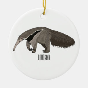Anteater cartoon illustration ceramic ornament