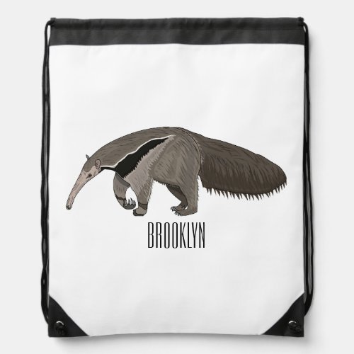 Anteater cartoon illustration  drawstring bag
