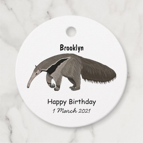 Anteater cartoon illustration favor tags