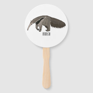 Anteater cartoon illustration  hand fan