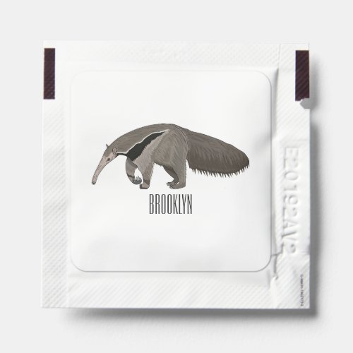 Anteater cartoon illustration hand sanitizer packet