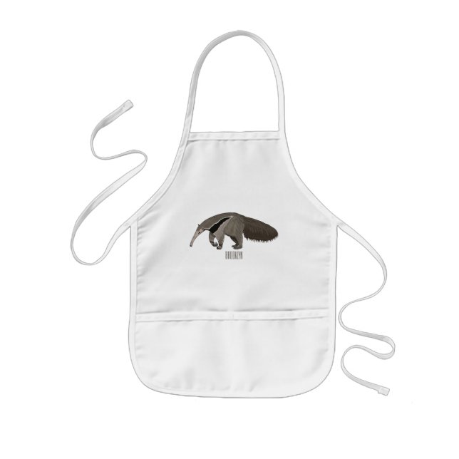 Anteater cartoon illustration  kids' apron (Front)