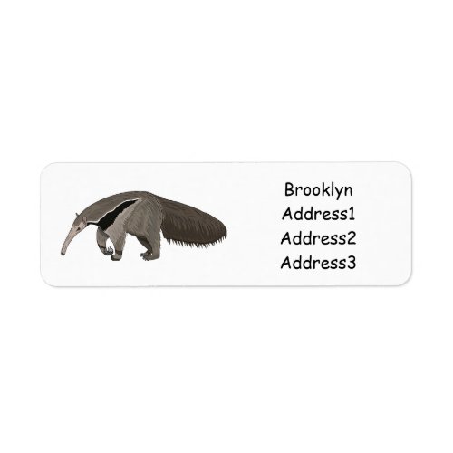 Anteater cartoon illustration label