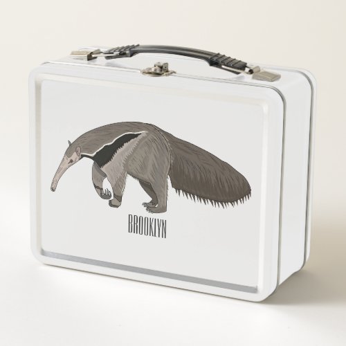 Anteater cartoon illustration  metal lunch box
