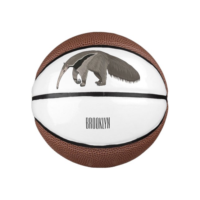 Anteater cartoon illustration  mini basketball (Front)
