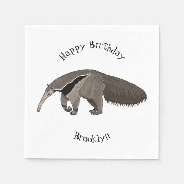 Anteater cartoon illustration napkins (Front)