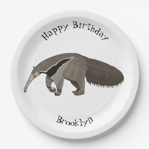 Anteater cartoon illustration paper plates