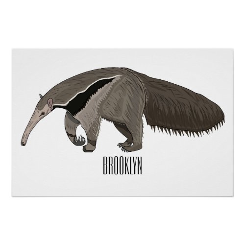 Anteater cartoon illustration  poster