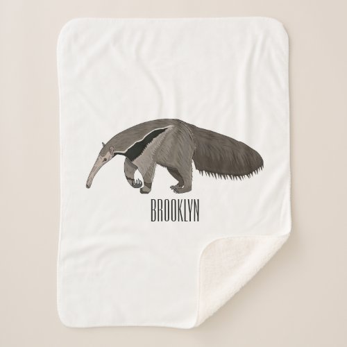 Anteater cartoon illustration sherpa blanket