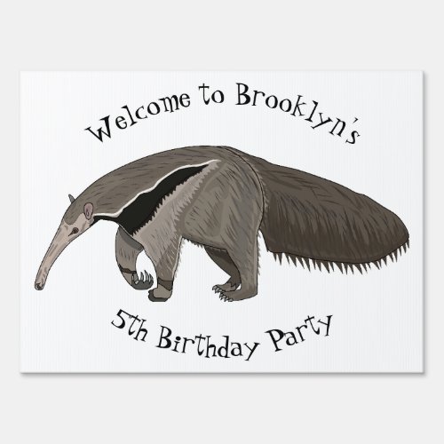 Anteater cartoon illustration sign