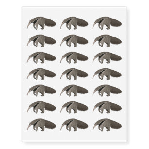 Anteater cartoon illustration temporary tattoos