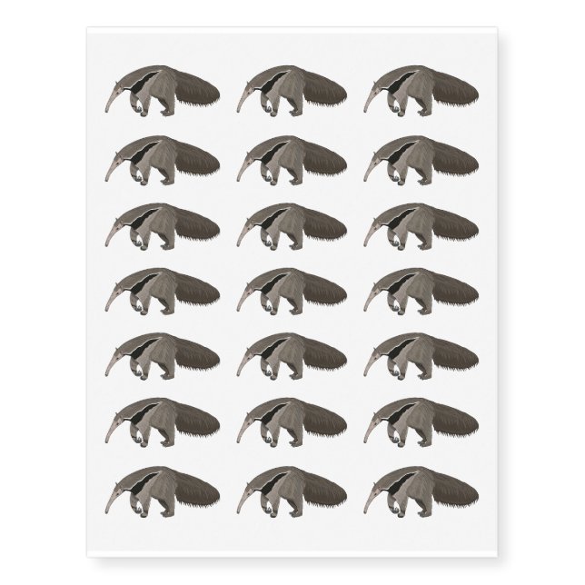 Anteater cartoon illustration temporary tattoos (Front)