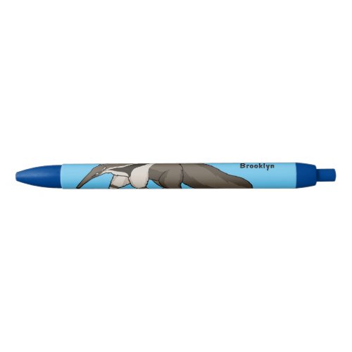 Anteater happy cartoon illustration  black ink pen