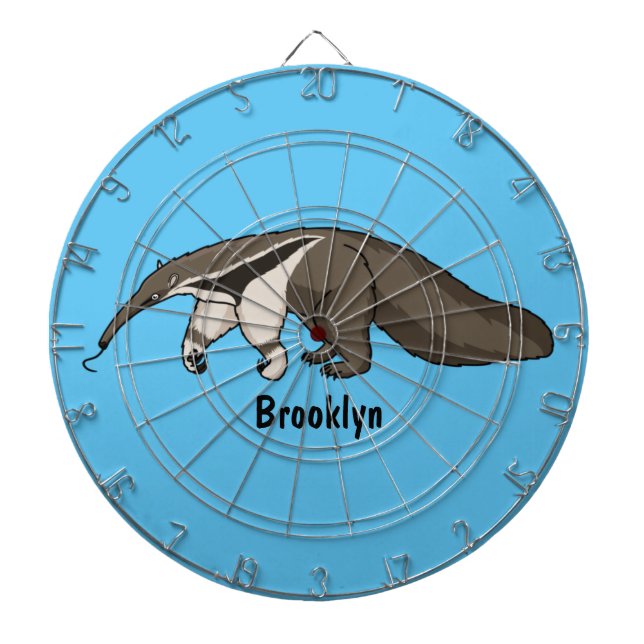 Anteater happy cartoon illustration dart board (Front)