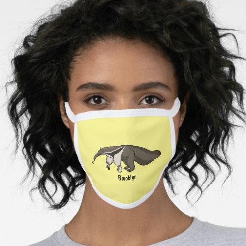 Anteater happy cartoon illustration face mask