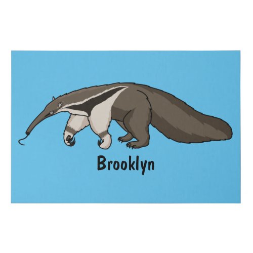 Anteater happy cartoon illustration faux canvas print