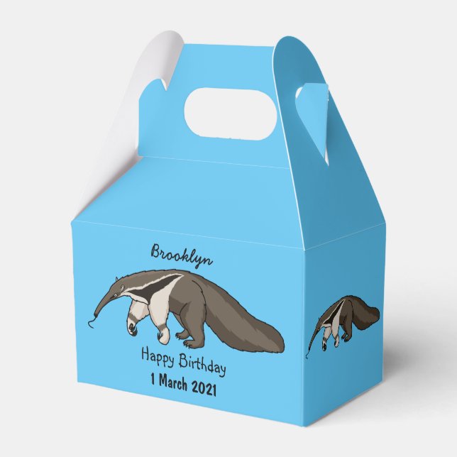 Anteater happy cartoon illustration favor boxes (Front Side)