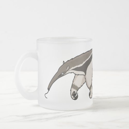 Anteater happy cartoon illustration frosted glass coffee mug