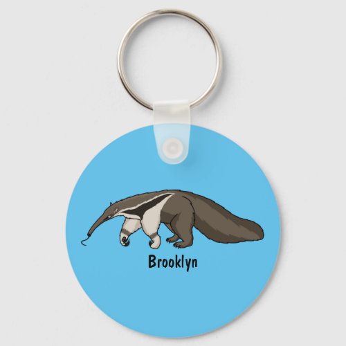 Anteater happy cartoon illustration keychain