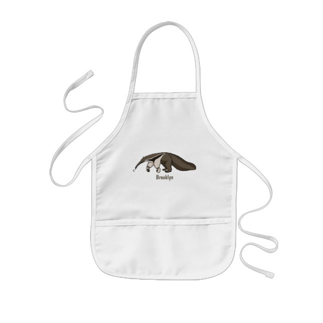 Anteater happy cartoon illustration kids' apron (Front)