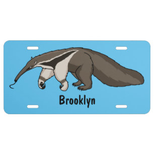 Anteater happy cartoon illustration license plate