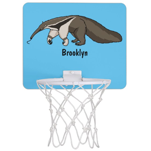 Anteater happy cartoon illustration mini basketball hoop (Front)