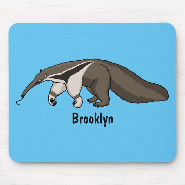 Anteater happy cartoon illustration mouse pad (Front)