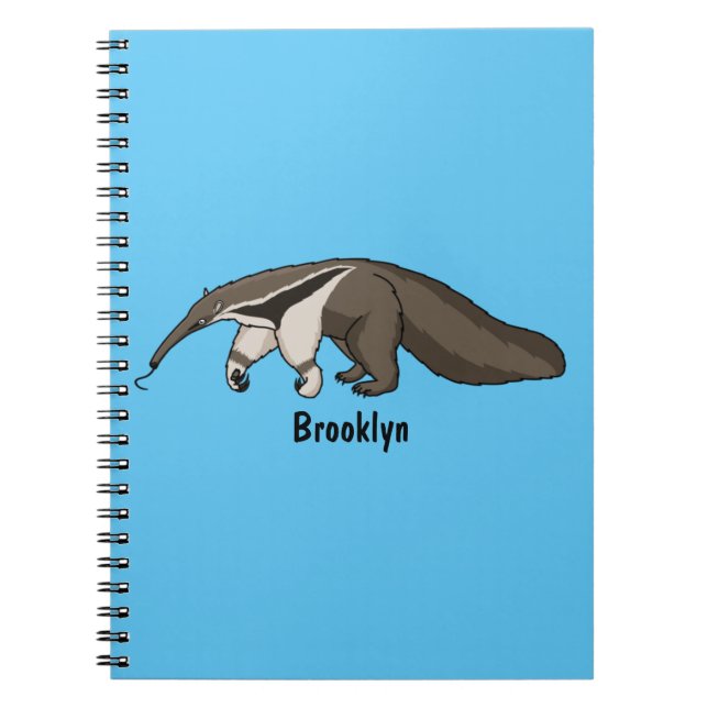 Anteater happy cartoon illustration notebook (Front)