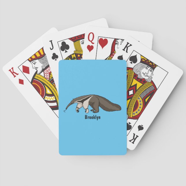 Anteater happy cartoon illustration poker cards (Back)