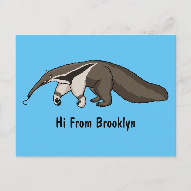 Anteater happy cartoon illustration postcard (Front)
