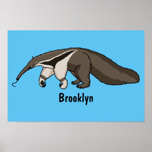 Anteater happy cartoon illustration poster