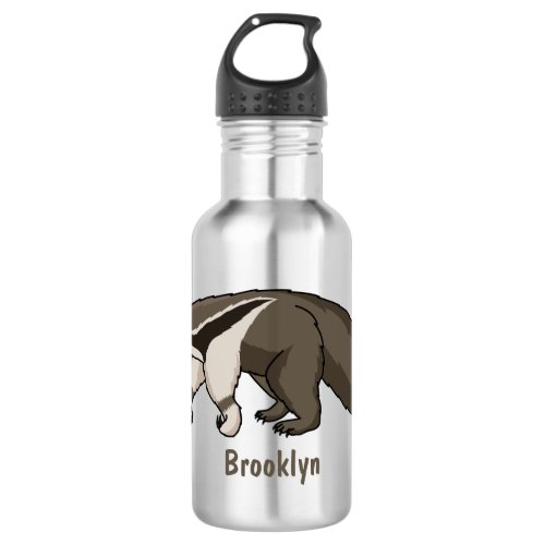 Anteater happy cartoon illustration  stainless steel water bottle