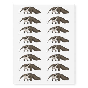Anteater happy cartoon illustration temporary tattoos
