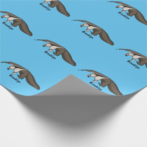 Anteater happy cartoon illustration wrapping paper