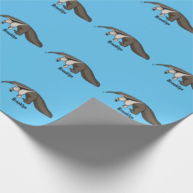 Anteater happy cartoon illustration wrapping paper (Corner)