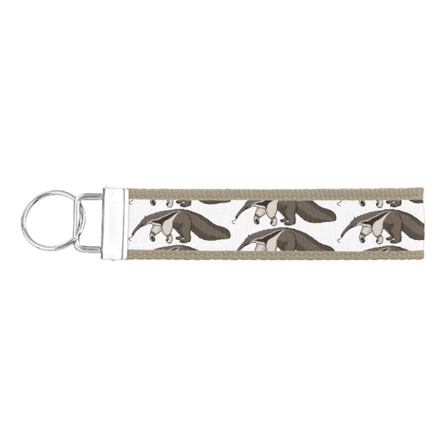 Anteater happy cartoon illustration wrist keychain (Keys on Left)
