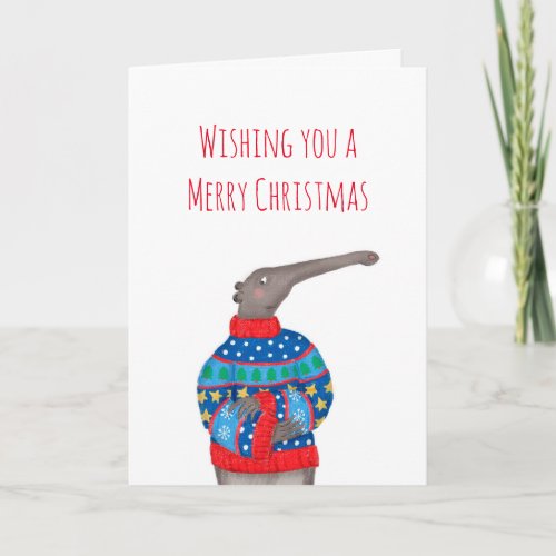 Anteater in a Christmas jumper card