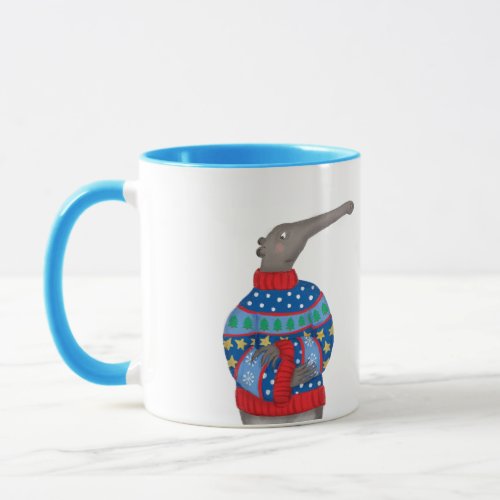 Anteater in a Christmas jumper mug
