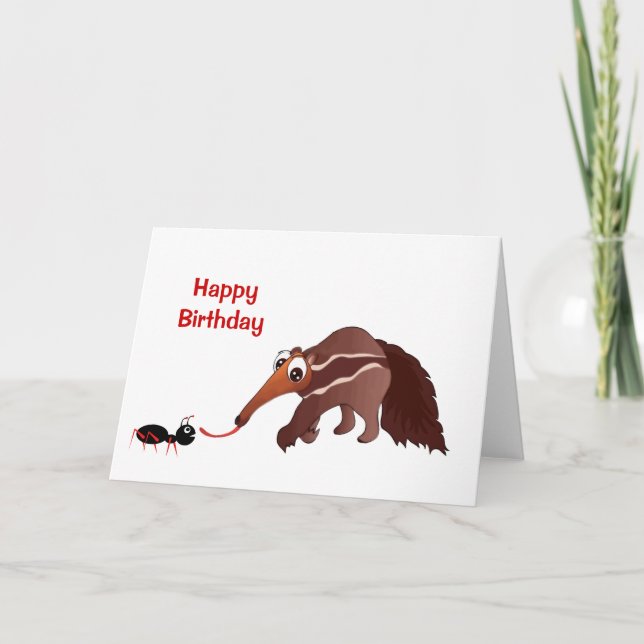 Anteater Meets His Lunch Birthday Card (Front)